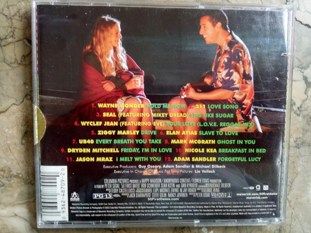 50 First Dates CD Original Sound Track (Category: CDs & DVDs) located in Manila. Submitted by kinganalog (Listing ID 1026991456, Image 3). Description: 50 First Dates CD Original Sound Tarck album in VG to VG+ condition made in Philippines. Payment via Palawan or Unionbank, shipping nationwide via Jrs or Lbc, COD is okay at buyer's account. Check out fb page Roots Analog..