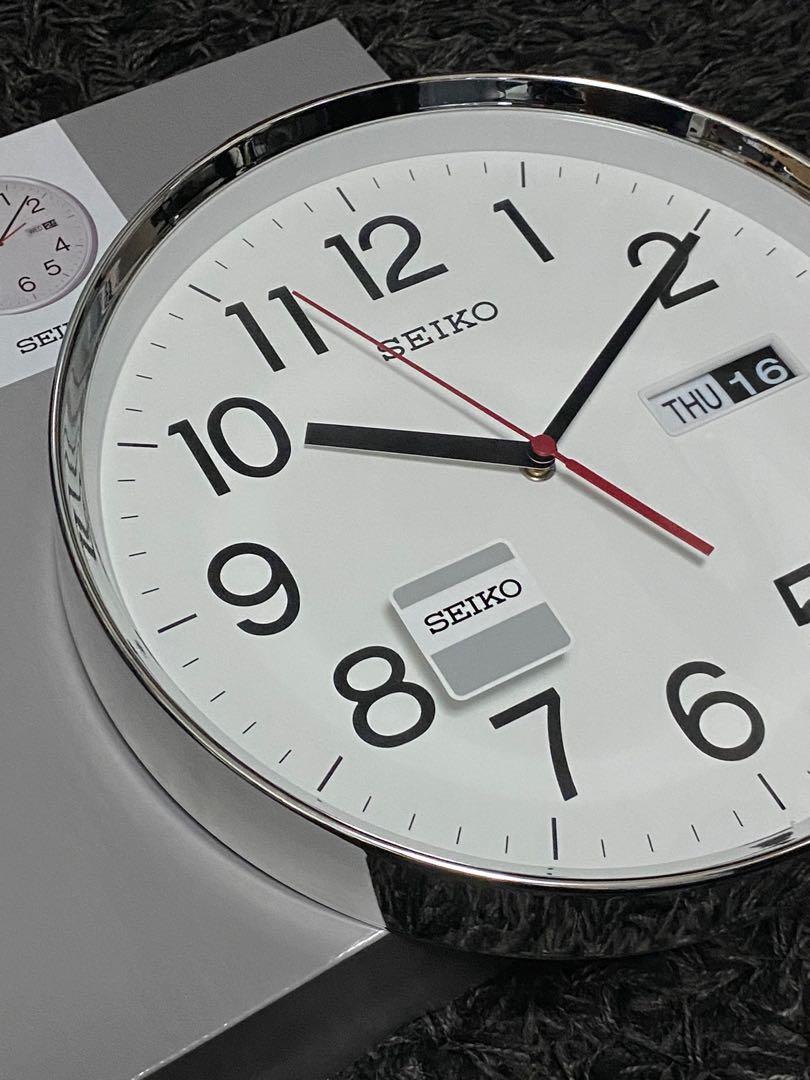 Free Delivery Authentic Classy White Seiko Wall Clock Analog Day Date Series