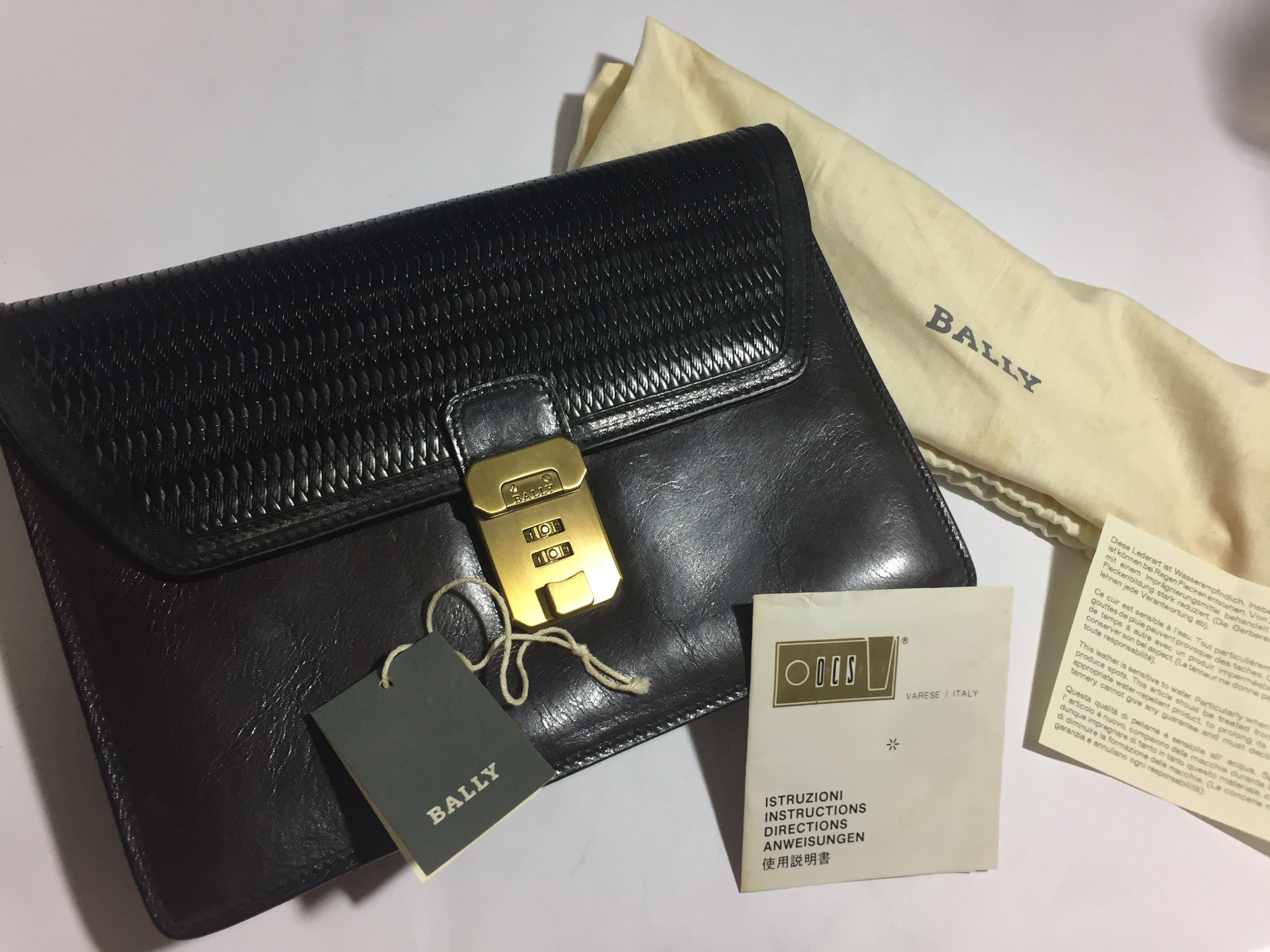 Bally, Bags, Bally Clutch Bag With Lock Key Genuine Leather Vintage  Envelope Wristlet Bag