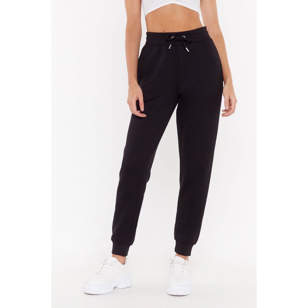 black high waisted jogger pants