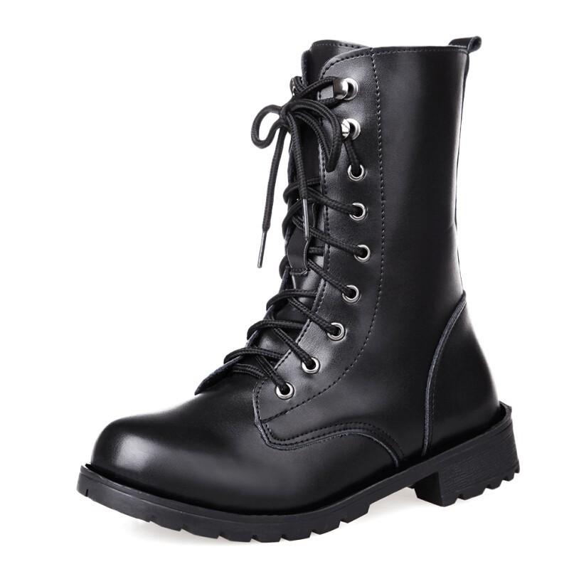 black and white combat boots