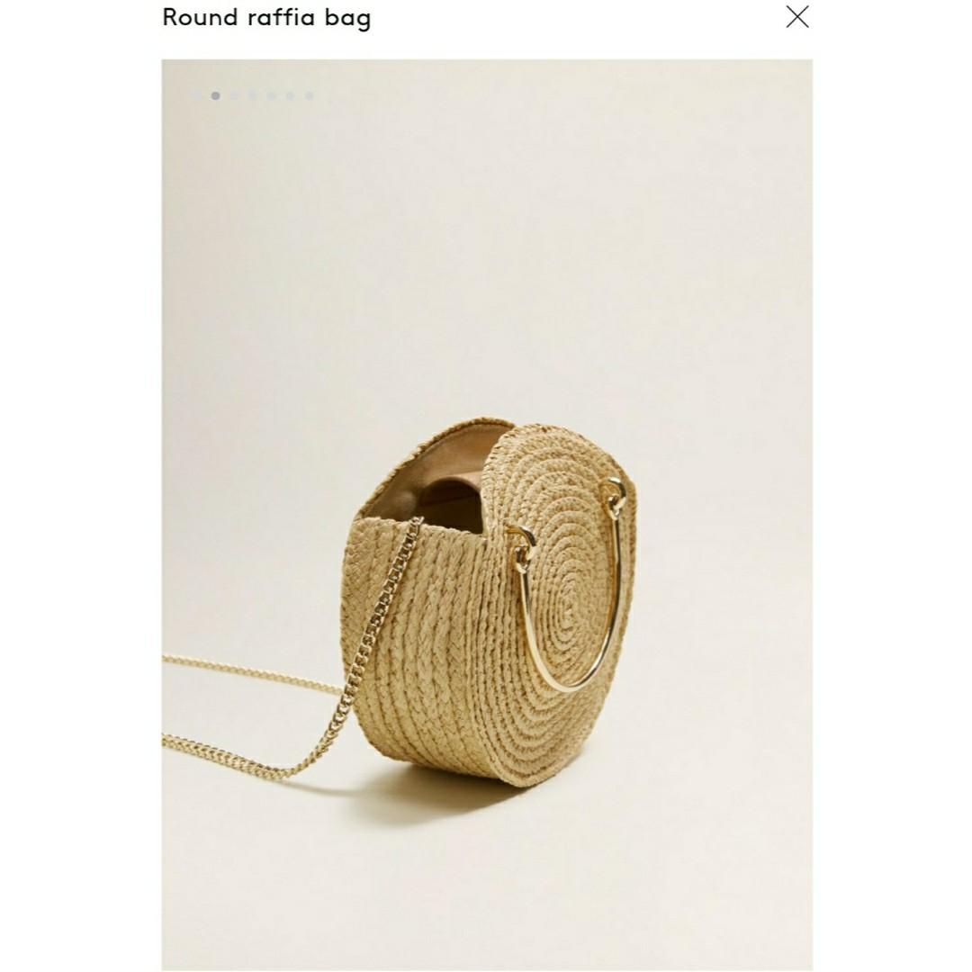 BNIB MANGO ROUND RAFFIA BAG Women s Fashion Bags Wallets Cross body Bags on Carousell