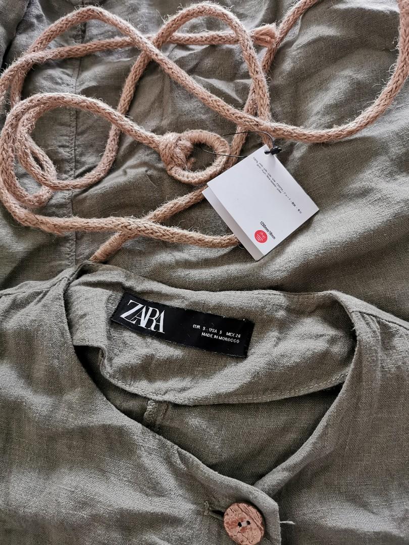 BNWT Zara Linen Dress with Rope Belt, Women's Fashion, Tops, Sleeveless