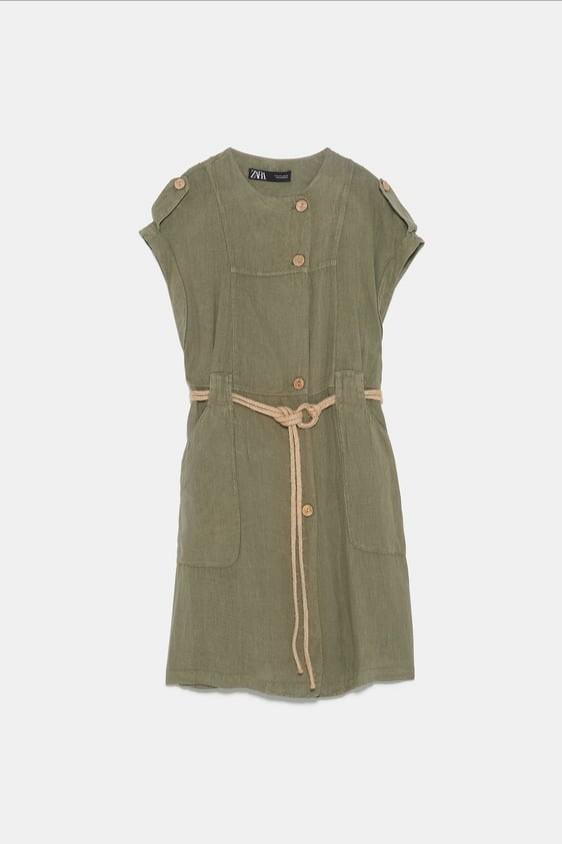 BNWT Zara Linen Dress with Rope Belt, Women's Fashion, Tops, Sleeveless