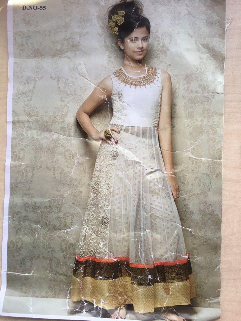 Brand New Kids Girls Lehenga Ethnic Attire golden and white colour
