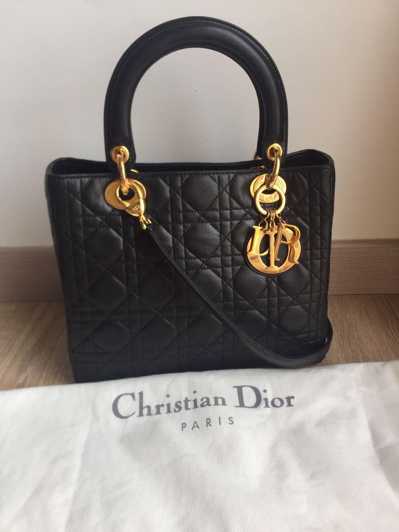 Christian Dior Lady Dior Medium Tote Bag Black Luxury Bags Wallets On Carousell
