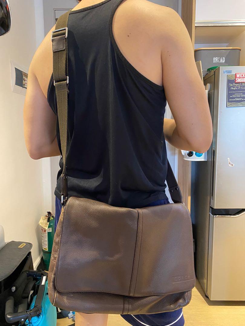Coach leather messenger bag in brown