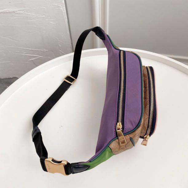 COURT BELT BAG IN SIGNATURE NYLON COACH 91010 IM KHAKI MULTI