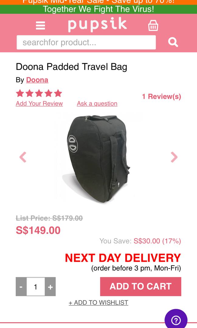 doona travel bag padded