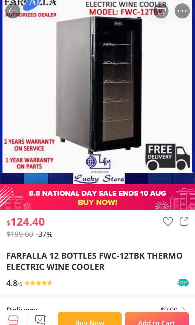 Farfalla wine chiller 12x bottle, TV & Home Appliances, Kitchen