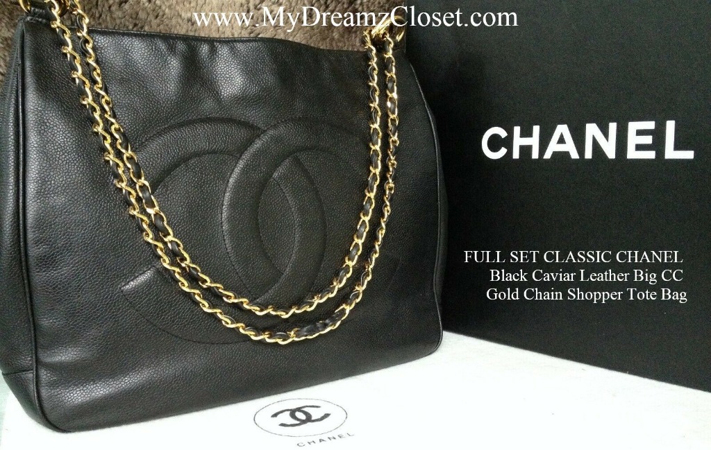 chanel black caviar tote