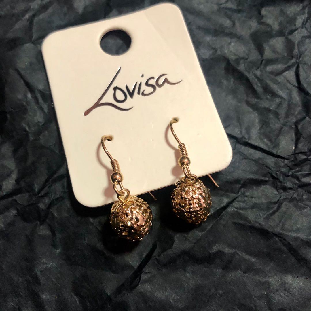 Gold ball drop earrings Women s Fashion Jewelry Organisers