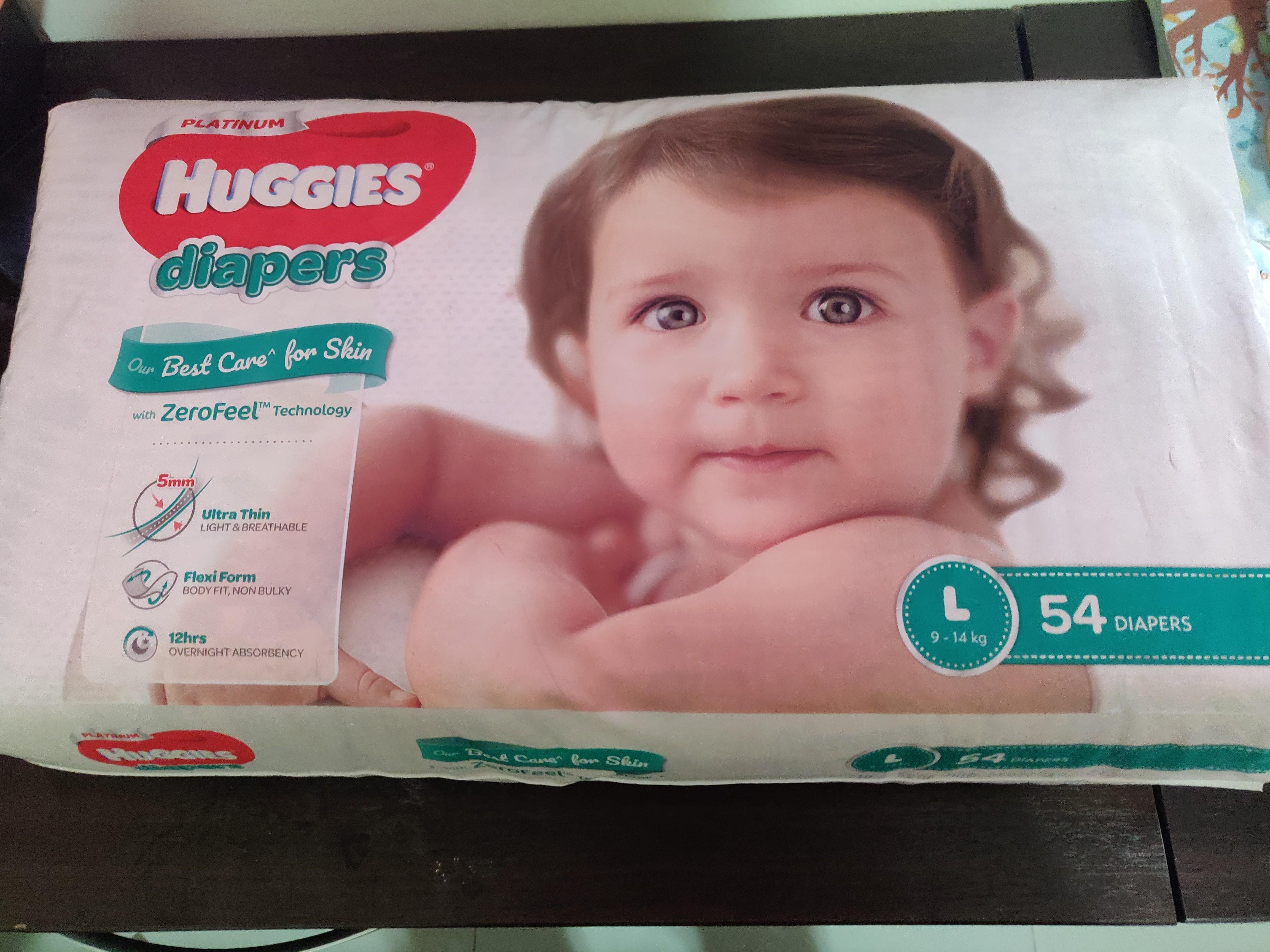 Huggies Diapers L size 14(Sealed), Babies & Kids, Bathing & Changing