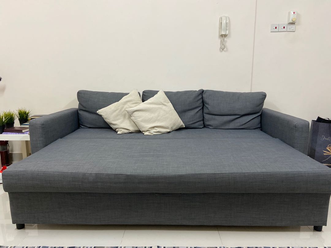 IKEA convertible sofa bed with storage, Furniture & Home Living