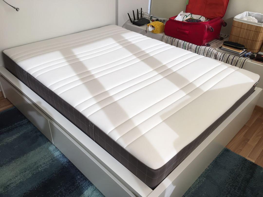 IKEA HOVAG Mattress 150x200 and KNAPSTAD Pad, Furniture & Home Living, Furniture, Bed Frames