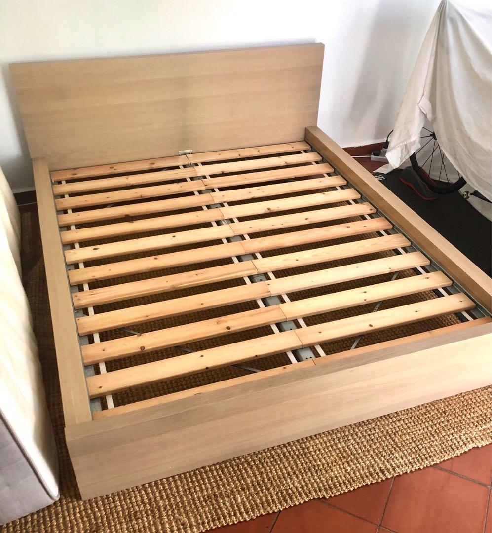 Ikea Malm Queen Size Oak Double Bed, Ikea Malm Double Bed Frame Dimensions