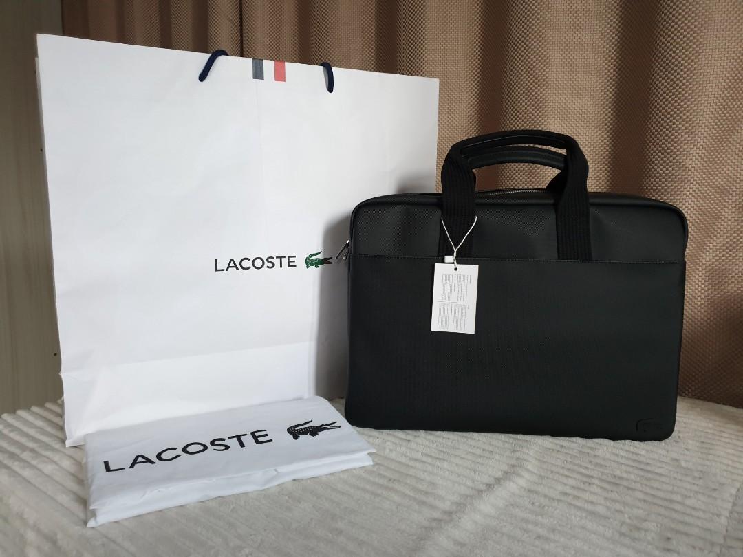 lacoste leather laptop bag