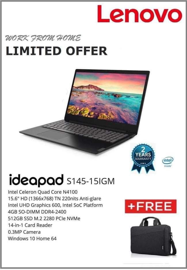 Lenovo Ideapad S145 15igm 81mx007hph 15 6 Intel Pentium N4100 4gb Ram 512gb Electronics Computers Laptops On Carousell