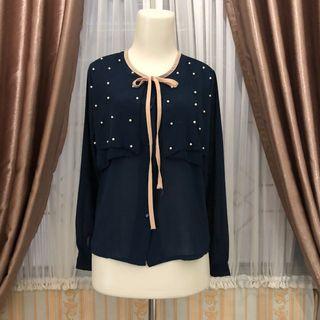 Navy Pearl Top