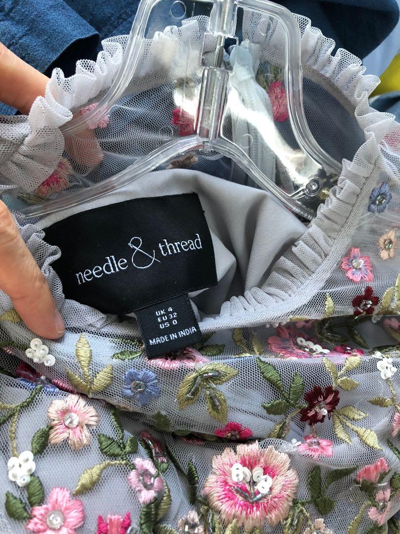 Needle thread Dreamers lace dress dusky blue UK size 4