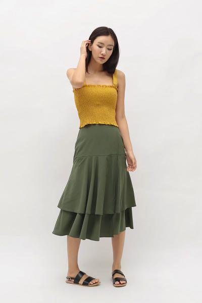 Olive green wrap skirt Clearance