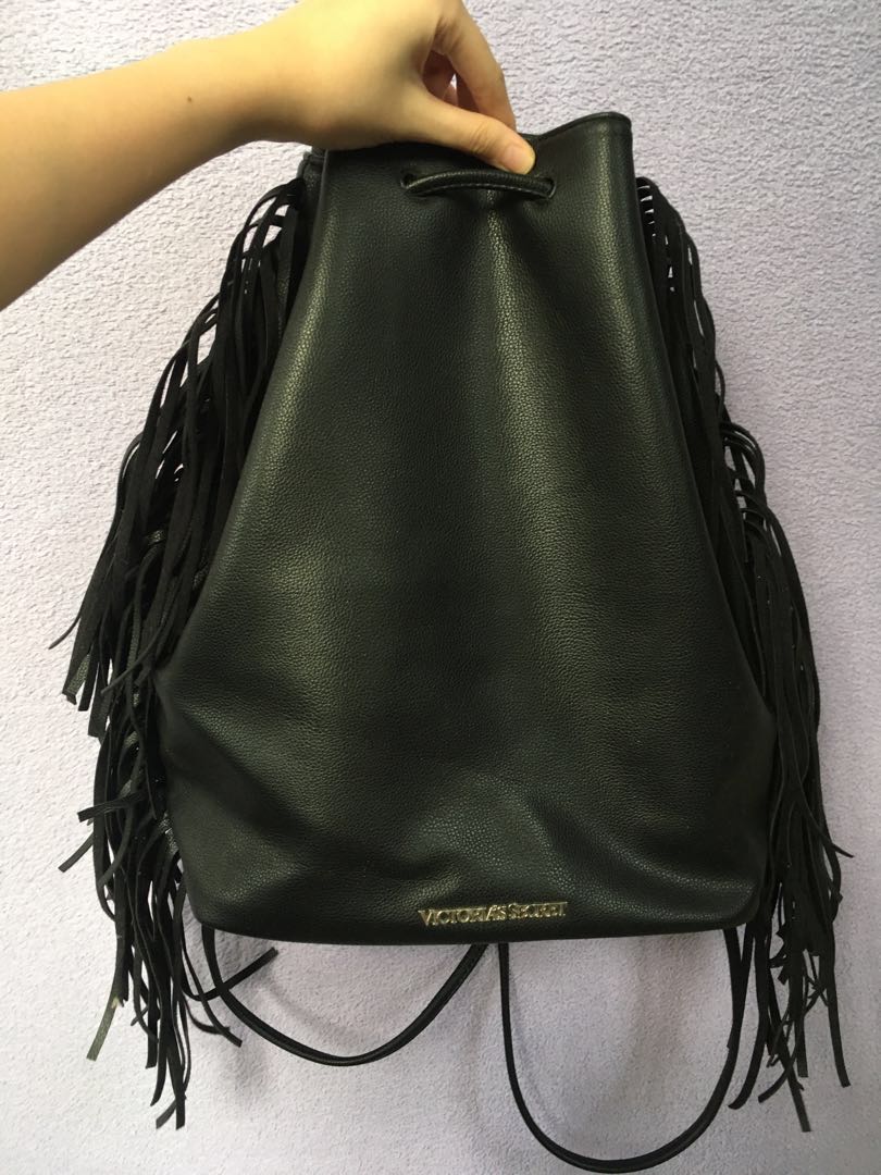 Victoria secret deals black fringe backpack