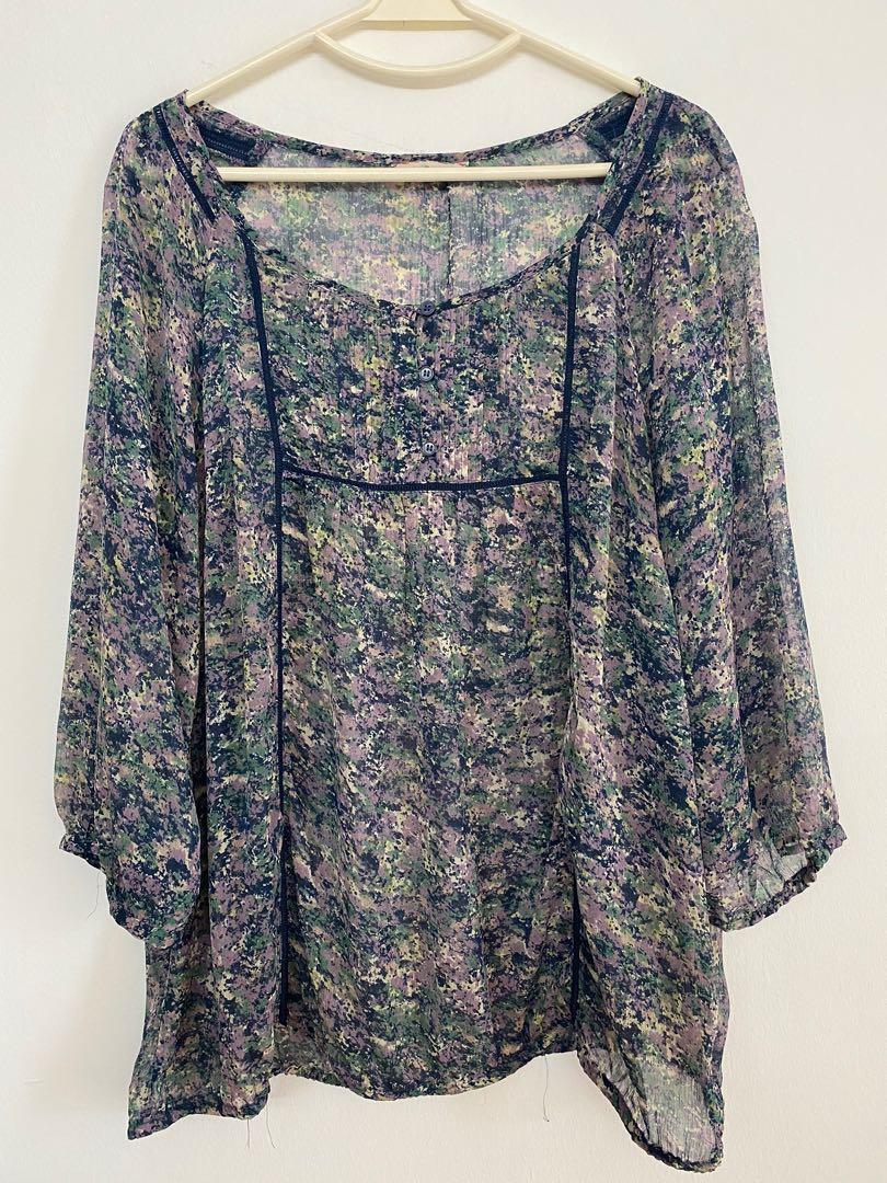 plus size chiffon tops uk