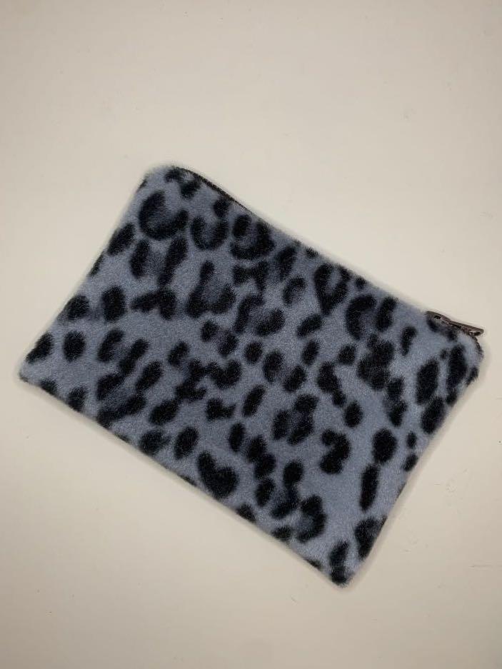 blue leopard faux fur coin pouch Women s Fashion Bags Wallets