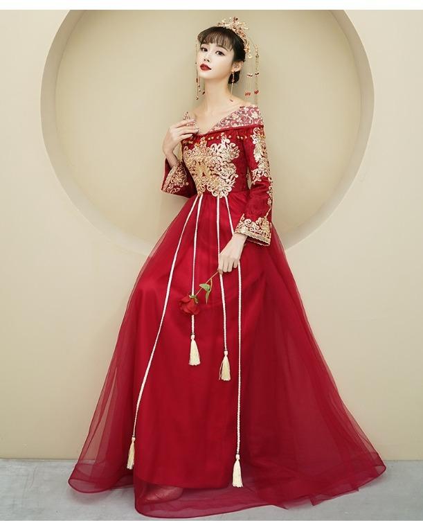 Red sleeve prom dress hotsell