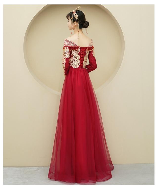 Pre order red gold cheongsam kua wedding bridal prom dress gown