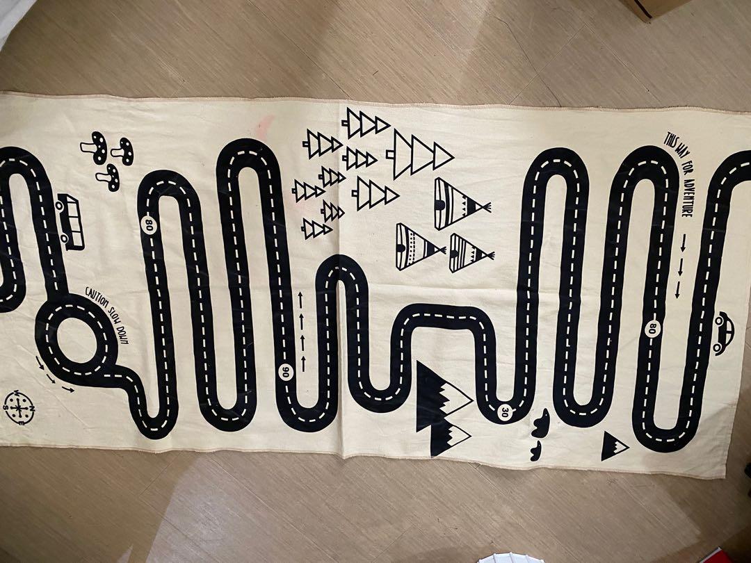 Road map canvas carpet for kids, used (Category: Other Kids Furniture) located in Taguig. Submitted by desperatehouseware (Listing ID 1026997672, Image 1). Description: originally purchased at 1,800 flaws as pictured washable canvas cloth 120 x 50 cm .
