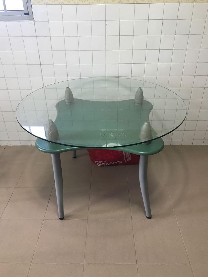 Round Glass Top Dining Table Furniture Tables Chairs On Carousell