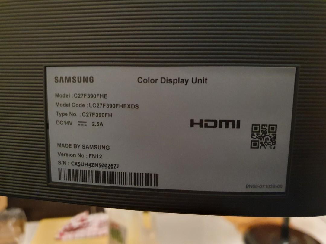 samsung 27" curve monitor + monitor arm, Electronics, Computer Parts