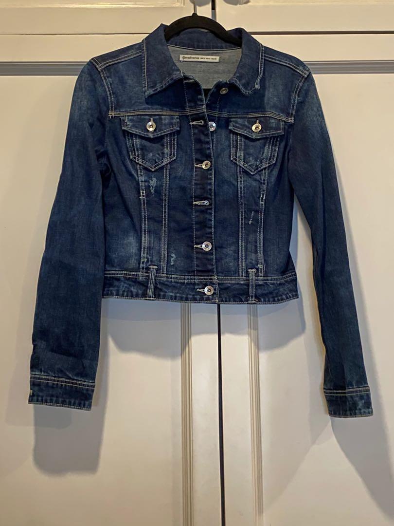 stradivarius black denim jacket