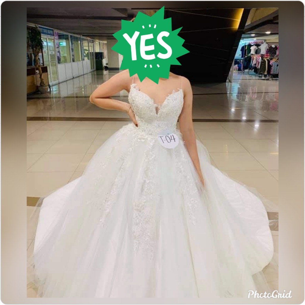 wedding gown with long trail