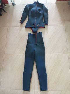 Wetsuit 6.5mm in Retro Green with Red Lining