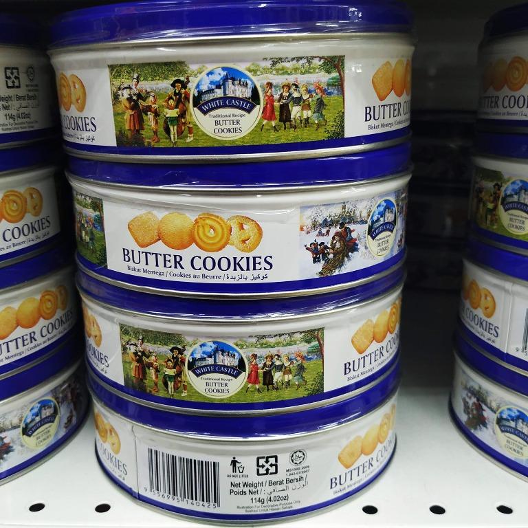 114g Metal Round Box/ 160gm Plastic Pack White Castle Butter Cookies Biskut Mentega Traditional