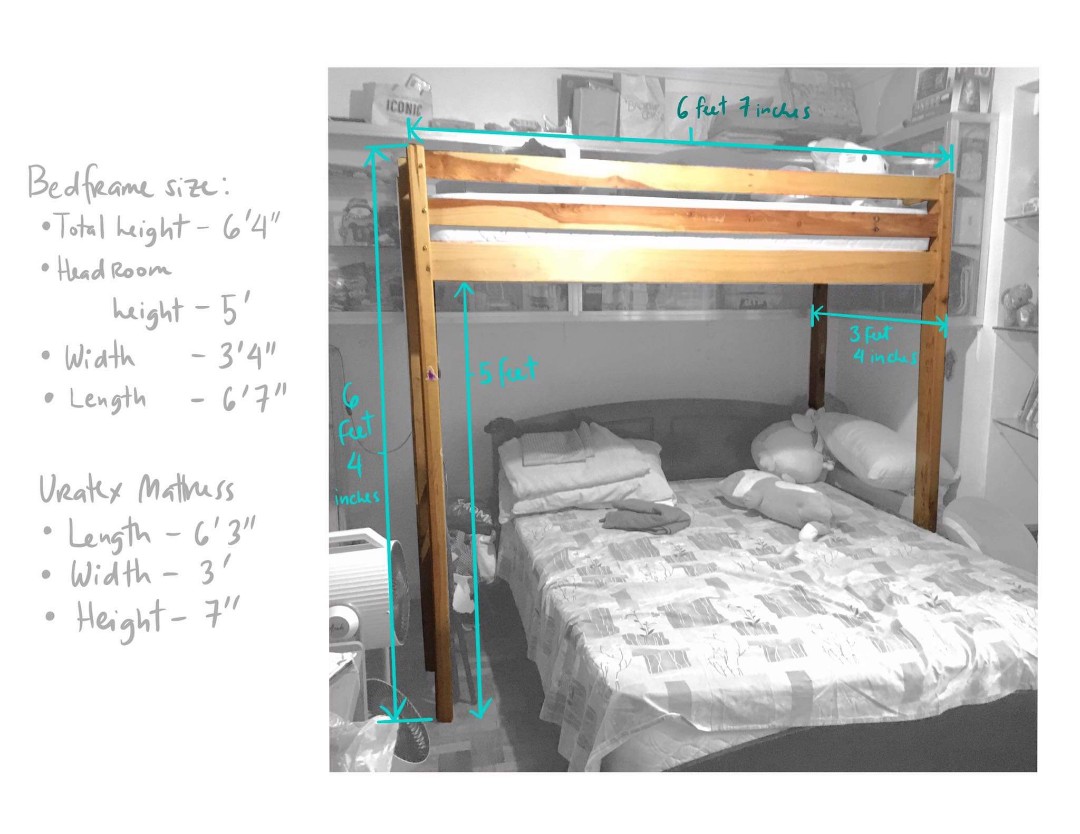 Wooden Bunk Bed Frame With Uratex, 6 Foot Bunk Beds