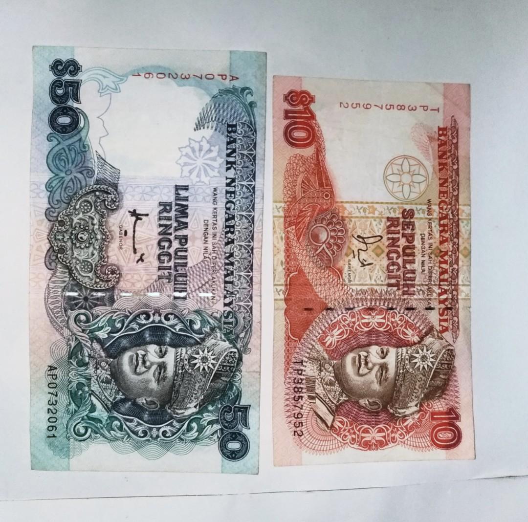1 Set Rm50 And Rm10 Old Money Bank Note Antiques Currency On Carousell