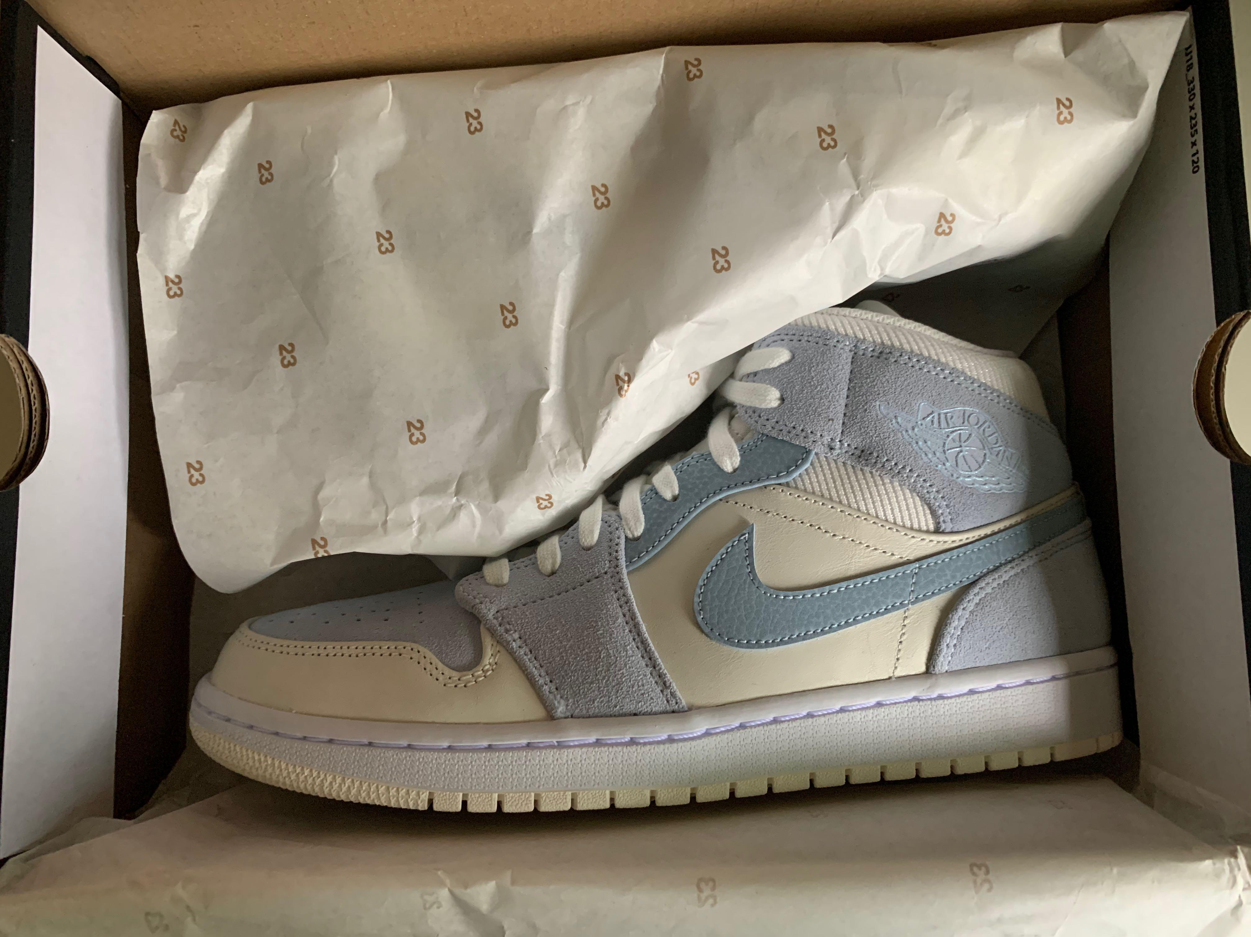 air jordan 1 mid sail light blue