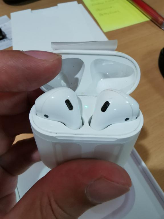 Apple Airpods with Charging Case (Charging Case still working well) (Category: Portable Audio Accessories) located in Mandaluyong City. Submitted by ro_yo (Listing ID 1032458863, Image 3). Description: Apple AirPods with Charging Case Model: A1523 A1722 A1602 Comes complete with original box and wire from the time of purchase. AS IS, WHERE IS. CHARGING CASE WORKING WELL HENCE SELLING IT AS AN EXTRA CHARGING CASE TO WOULD BE BUYER. ITEM IS NOT WOR