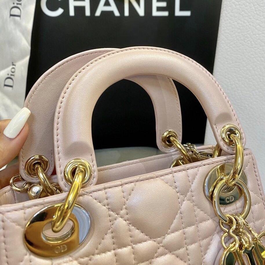 Authentic Christian Dior Pearly Pink Mini Lady Dior Gold Hardware Luxury Bags Wallets Handbags On Carousell