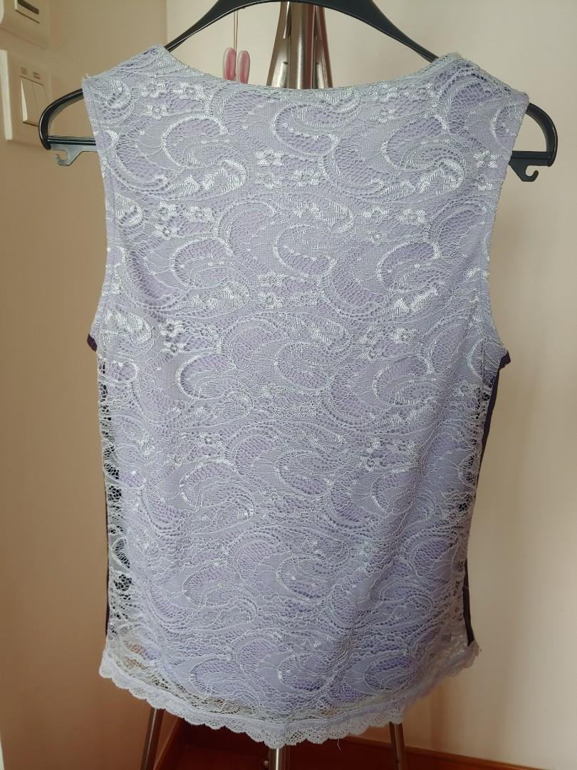 CourCarre Lacy lilac top with side details 女裝 上衣 襯衫 Carousell