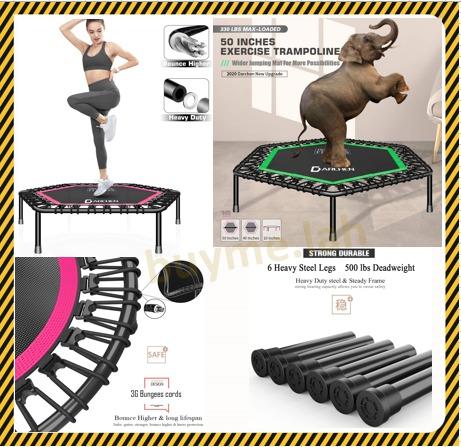 Darchen 450 lbs Mini Trampoline for Adults, Indoor Small Rebounder Exercise  Trampoline for Workout Fitness for Quiet and Safely Cushioned Bounce, [40