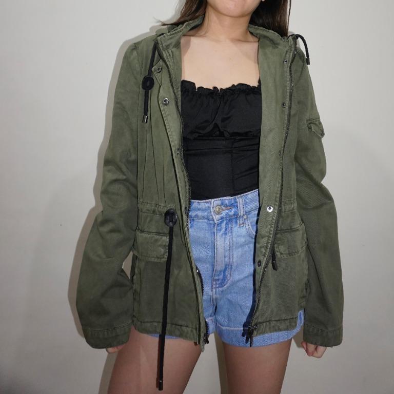 green utility jacket with hood