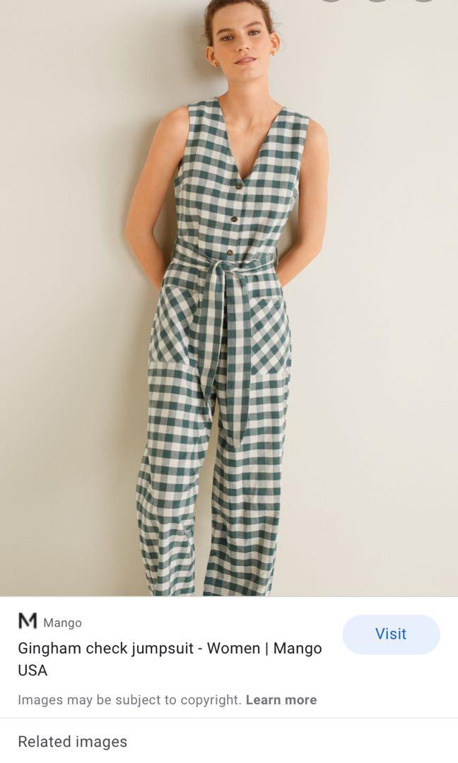 Mango gingham jumpsuit hotsell