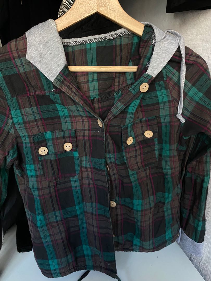 green plaid hoodie