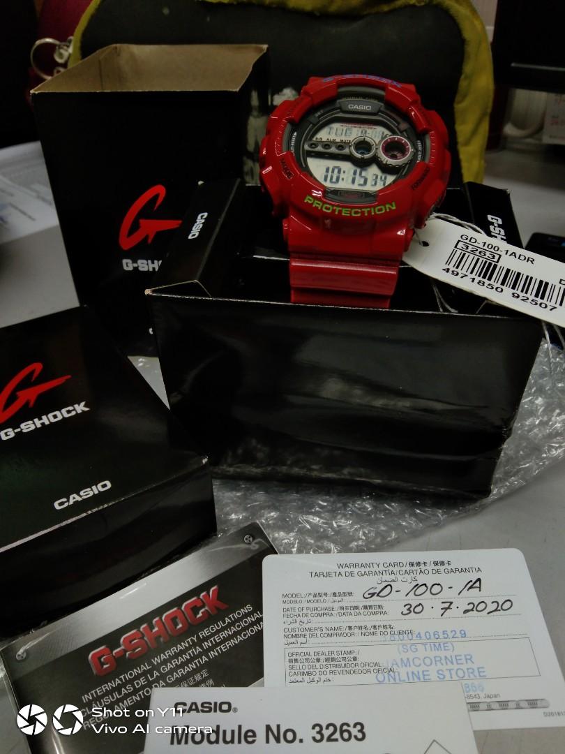 G SHOCK GD100 original hyper merah ducati bnb fullset box