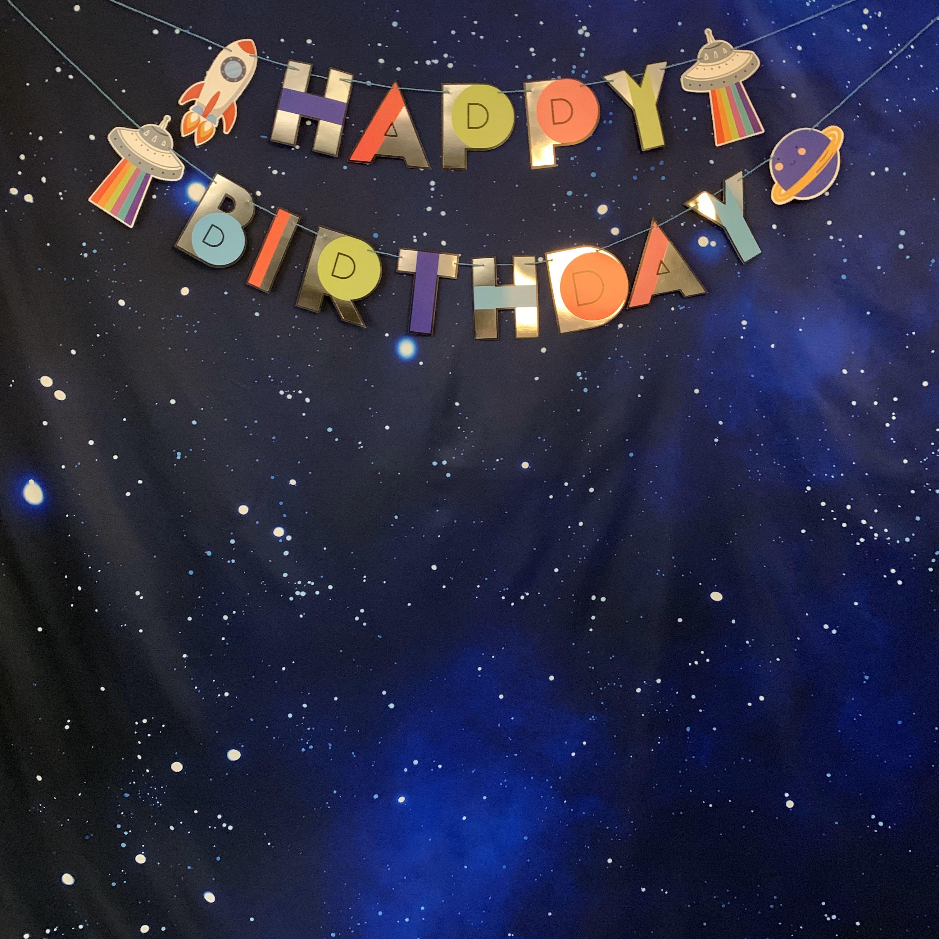 Details about   x2 Personalised Birthday Banner Space Children Kids Party Decoration 51 