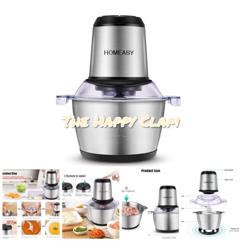 Kitchen Electric Food processor 8-Cup Food Chopper 350W with 2L Glass Bowl